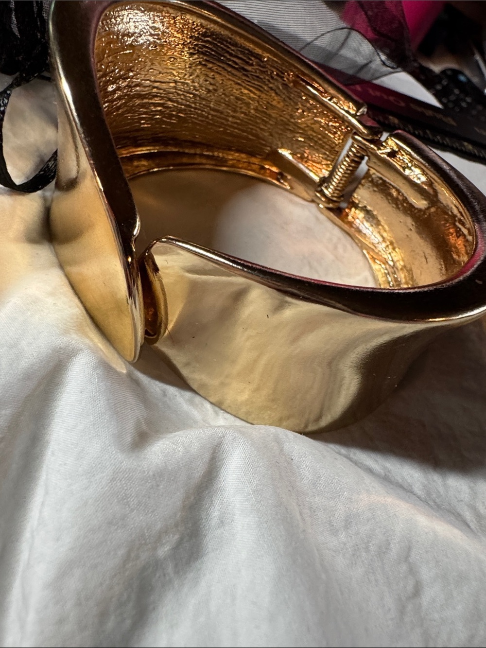 Gold-tone Sculptural Metal Hinged Bracelet